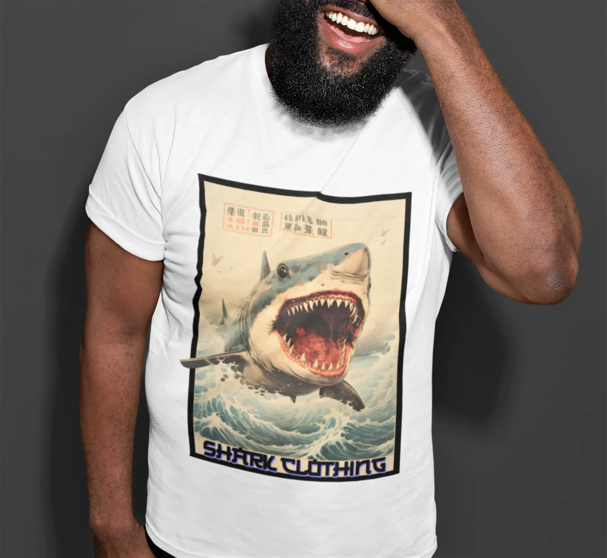 Japanese Man Lifestyle - Japanese shark T Shirt Heavy Cotton